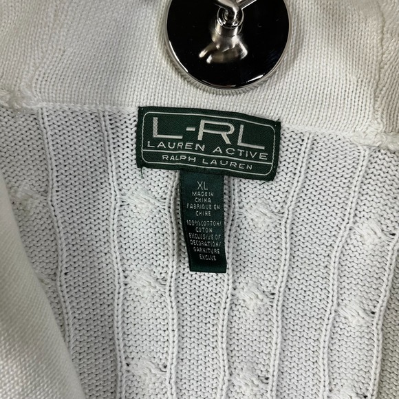 LRL Ralph Lauren Active Cable-Knit Cardigan Women's Ivory Button Sweater - XL - Picture 5 of 13